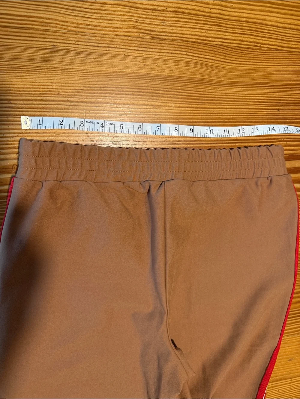 Anthropologie Brown Sweatpants with Red and White Side Stripes